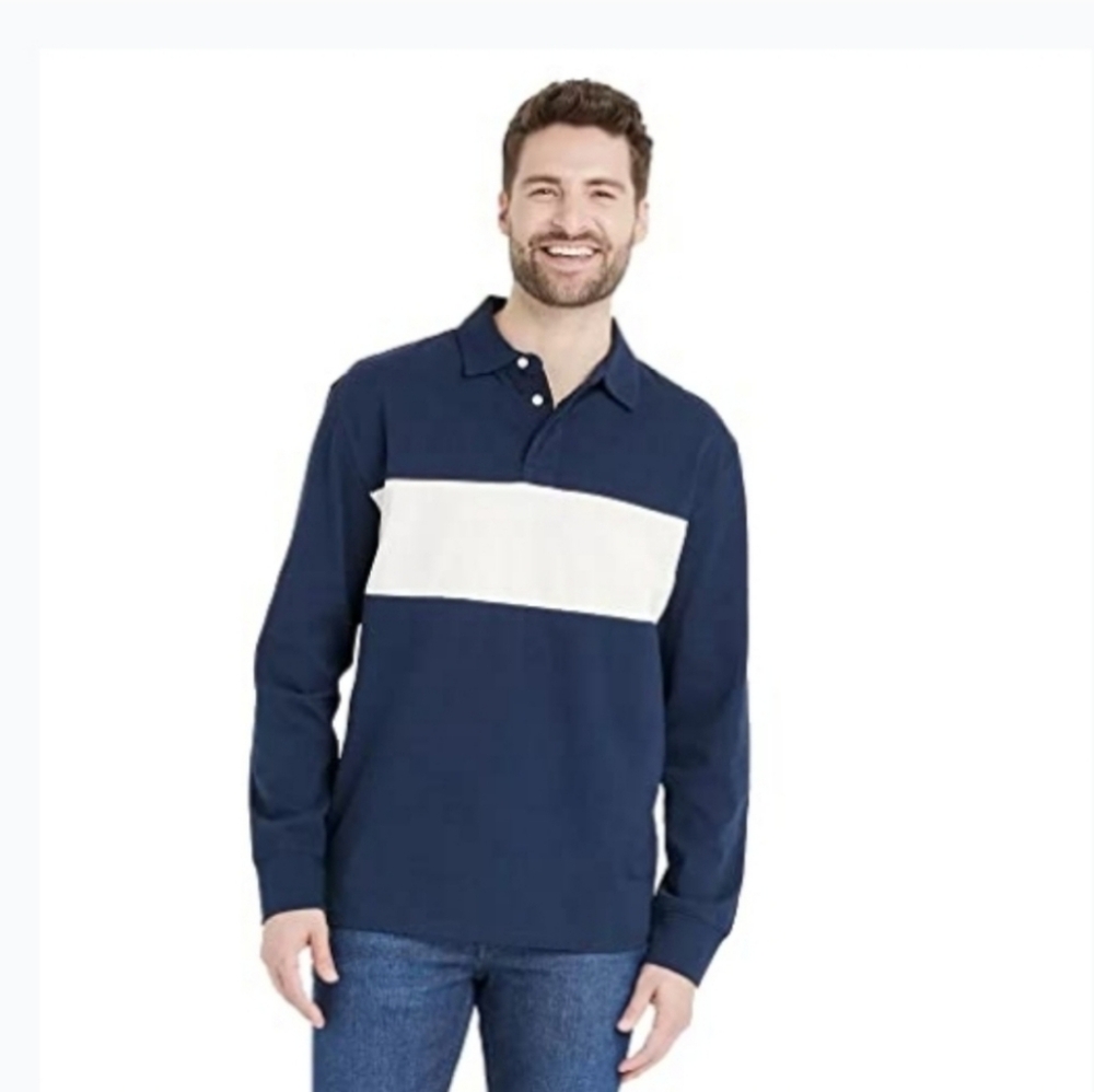 #218 Target Men's Blue and White Polo Shirt